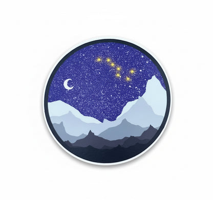 Alaskan Sticker Big Dipper Mountain Range Waterproof Laptop and Waterbottle Decal