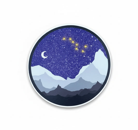 Alaskan Sticker Big Dipper Mountain Range Waterproof Laptop and Waterbottle Decal