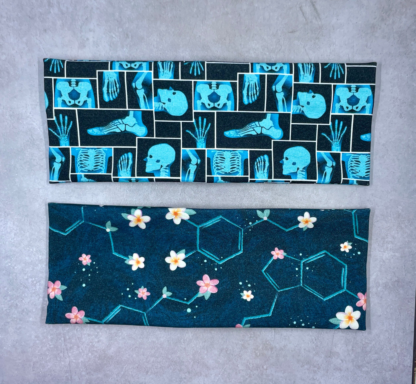 Medical X-Ray and Serotonin Chemical Floral Handmade Headbands Jersey Knit Soft