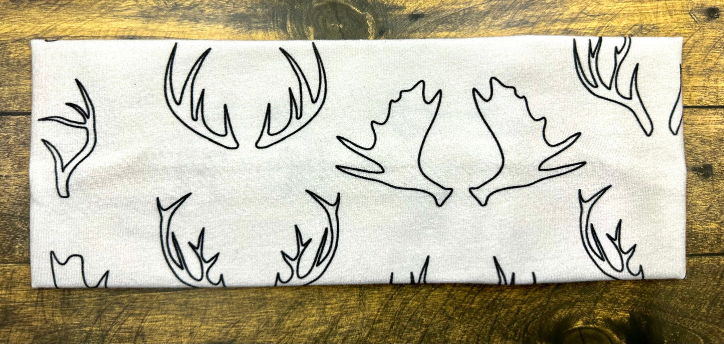 Alaska Antlers Headband: Handmade Jersey Knit Sweatband