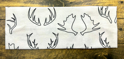 Alaska Antlers Headband: Handmade Jersey Knit Sweatband