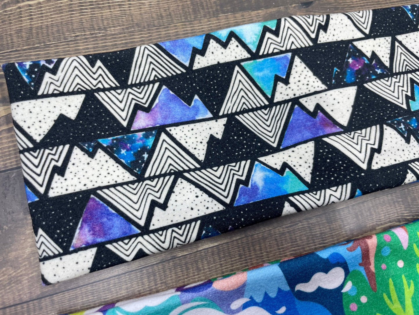Mountains Handmade Headbands Jersey Knit Soft Starry Galaxy and Watercolor Mountains