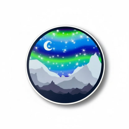 Alaska Mountain Aurora Sticker: Waterproof Vinyl Decal