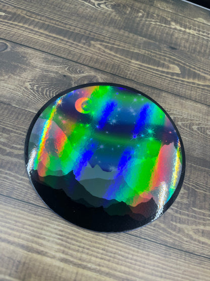 Alaskan Aurora Holographic Sticker Waterproof Original Art Design Durable Fade Resistant Alaska Gift