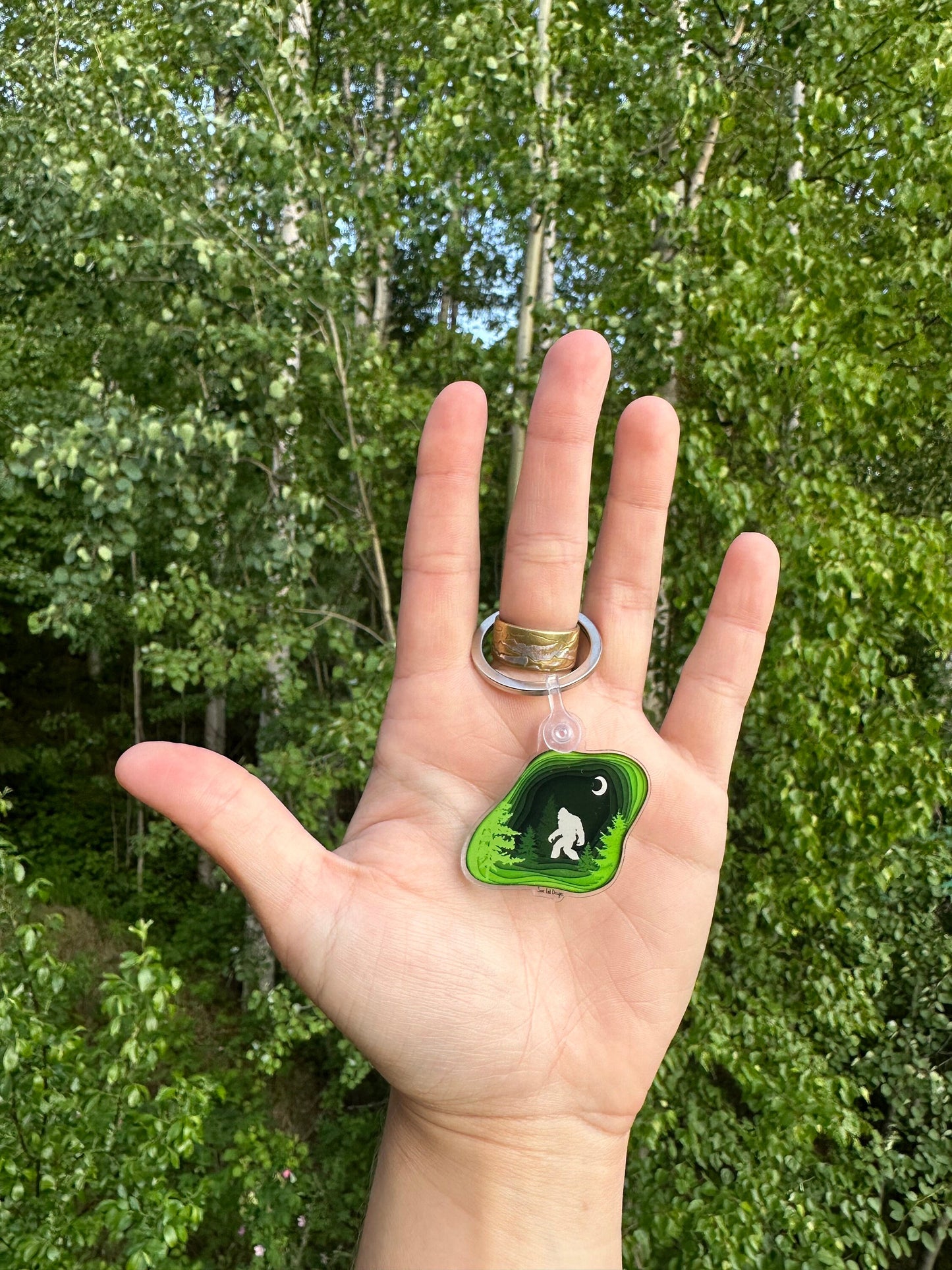 Bigfoot Topographical Key Chain Cryptid Sasquatch