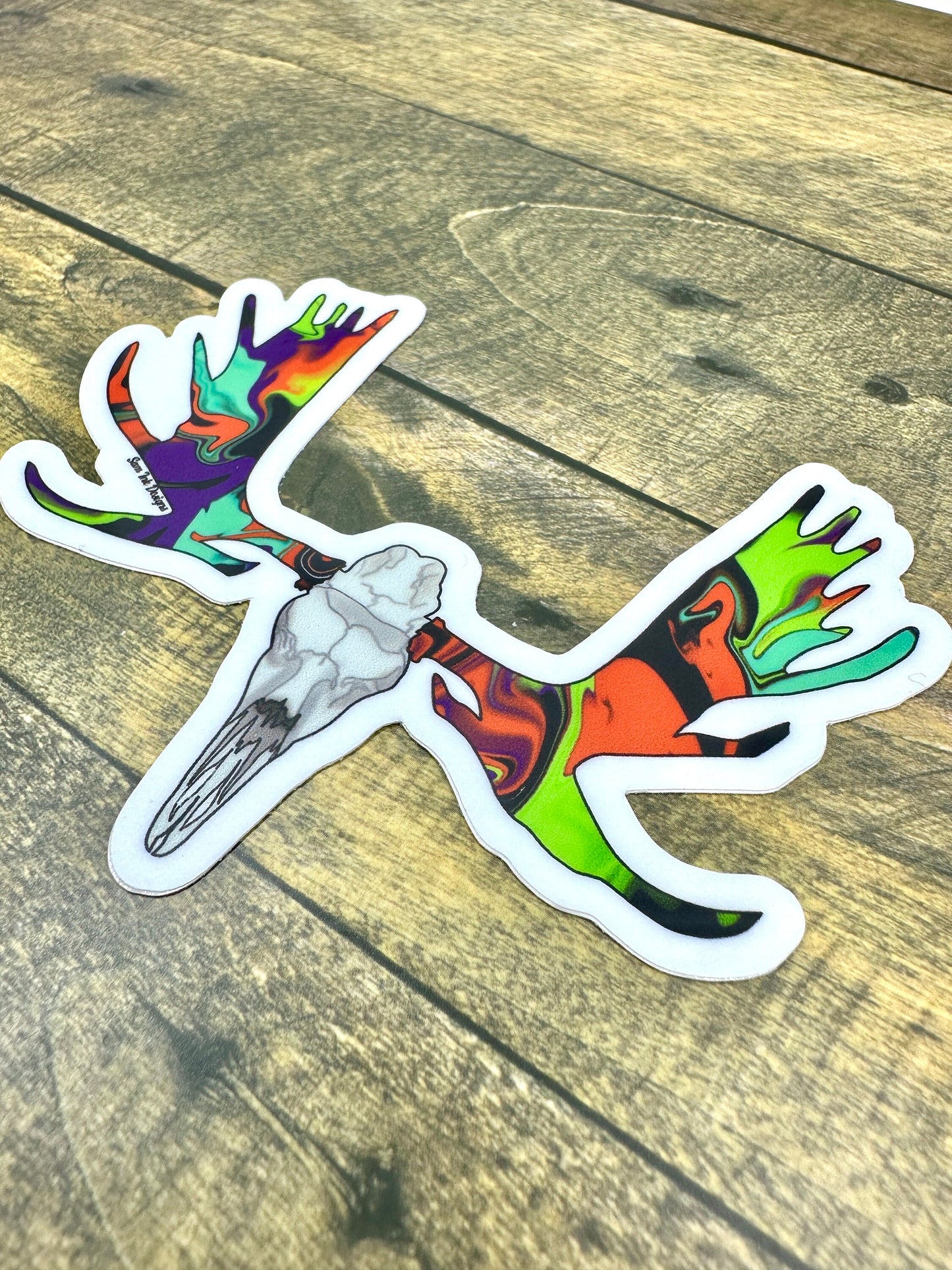 Moose Skull Vinyl Sticker: Alaska Animal Art, Waterproof Laptop Decal