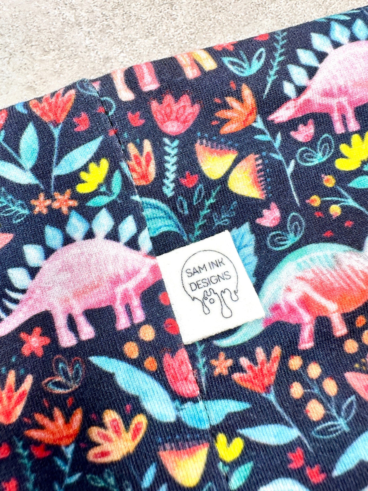 Dino Floral Headband Jersey Knit Soft Headbands T Rex Bandeau Dino Flower and  Bones