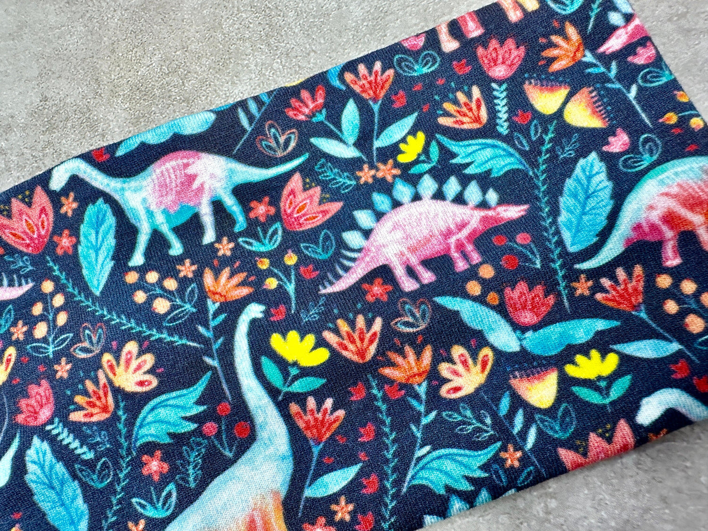 Dino Floral Headband Jersey Knit Soft Headbands T Rex Bandeau Dino Flower and  Bones